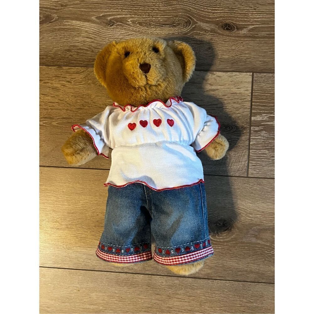 Build A Bear 15” Valentine Bear wearing Heart T Shirt and Pants Outfit Set